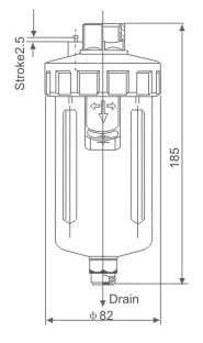 AD402 mounting dimension reference drawing for AD402 Pneumatic Auto Drain Valve