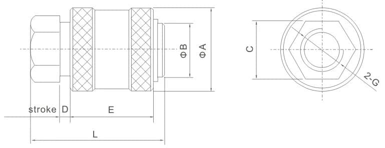HSV Series Pneumatic Hand Slide Valve mounting dimension reference drawing