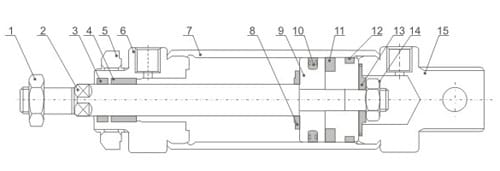 MA Series ISO 6432 Mini Pneumatic Cylinder numbered internal structure reference drawing