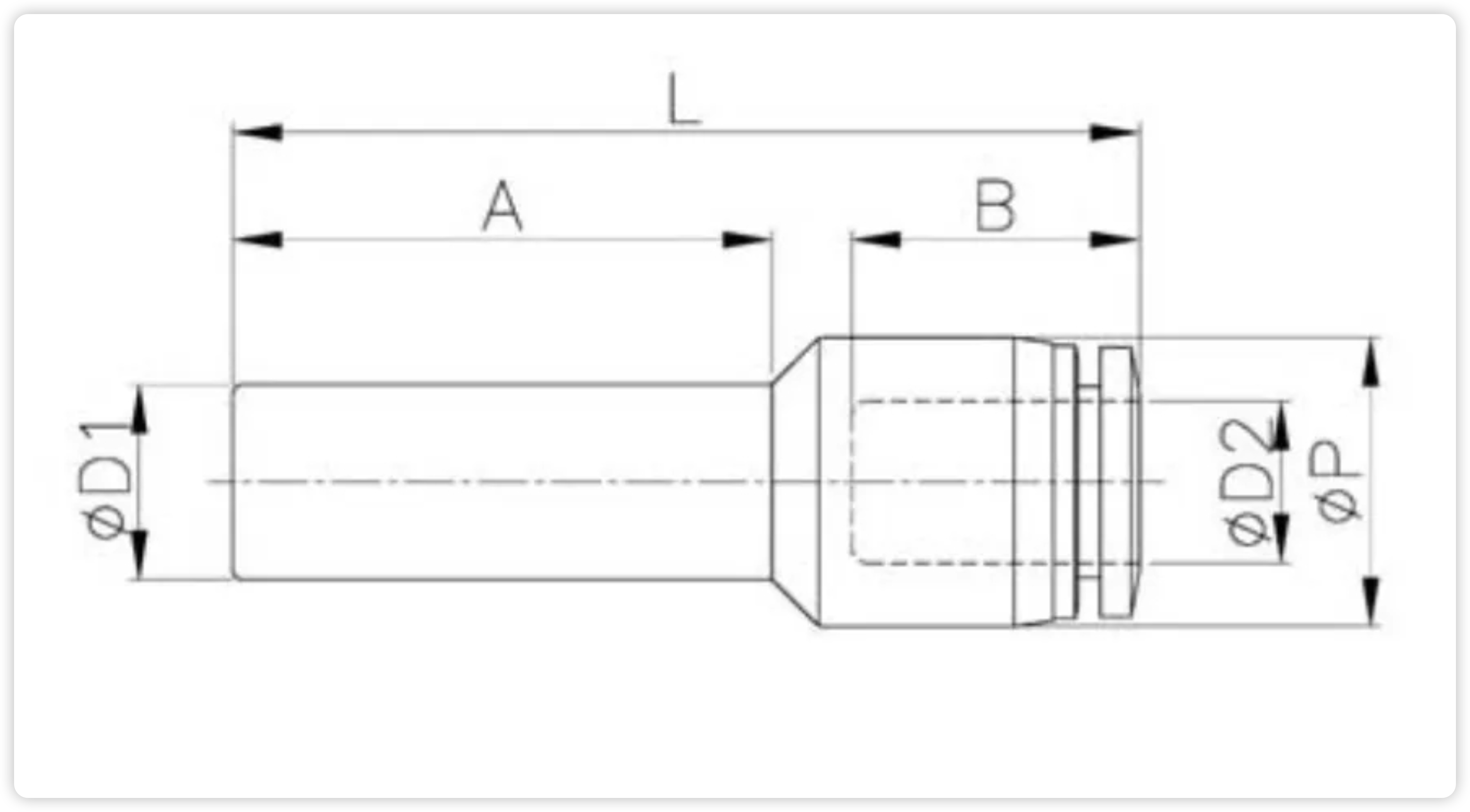 PGJ Series Pneumatic Plug-in Reducer | Push-to-Connect Fittings dimension reference drawing