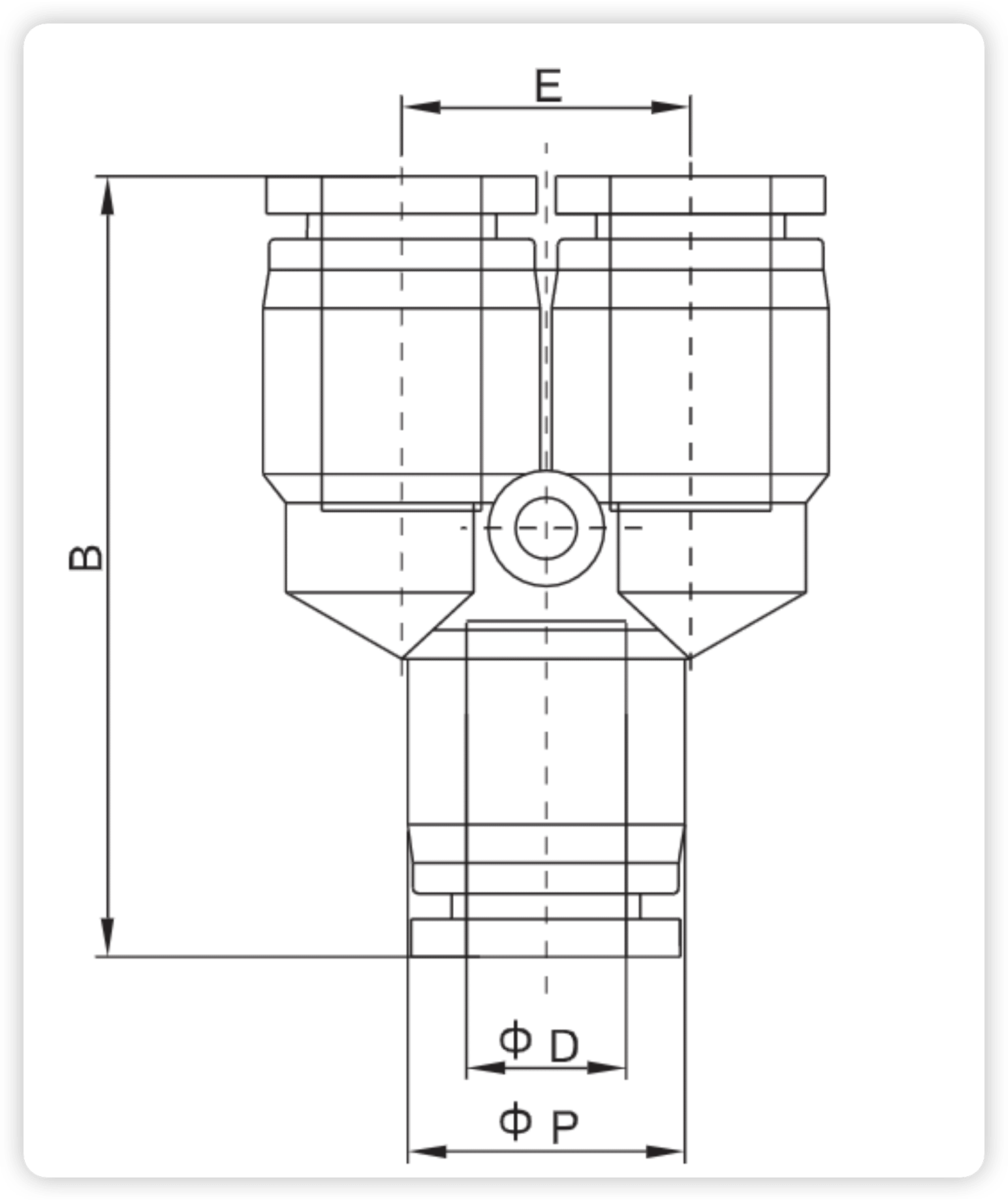 PY Series Pneumatic Union Y | Push-in Fittings dimension reference drawing