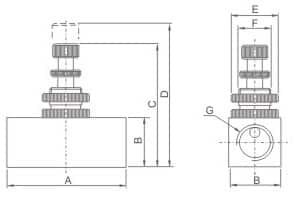 RE Series Pneumatic One-Way Flow Control Valve (Speed Controller) dimension reference drawing