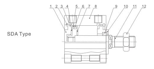 SDA compact cylinder standard body internal structure drawing