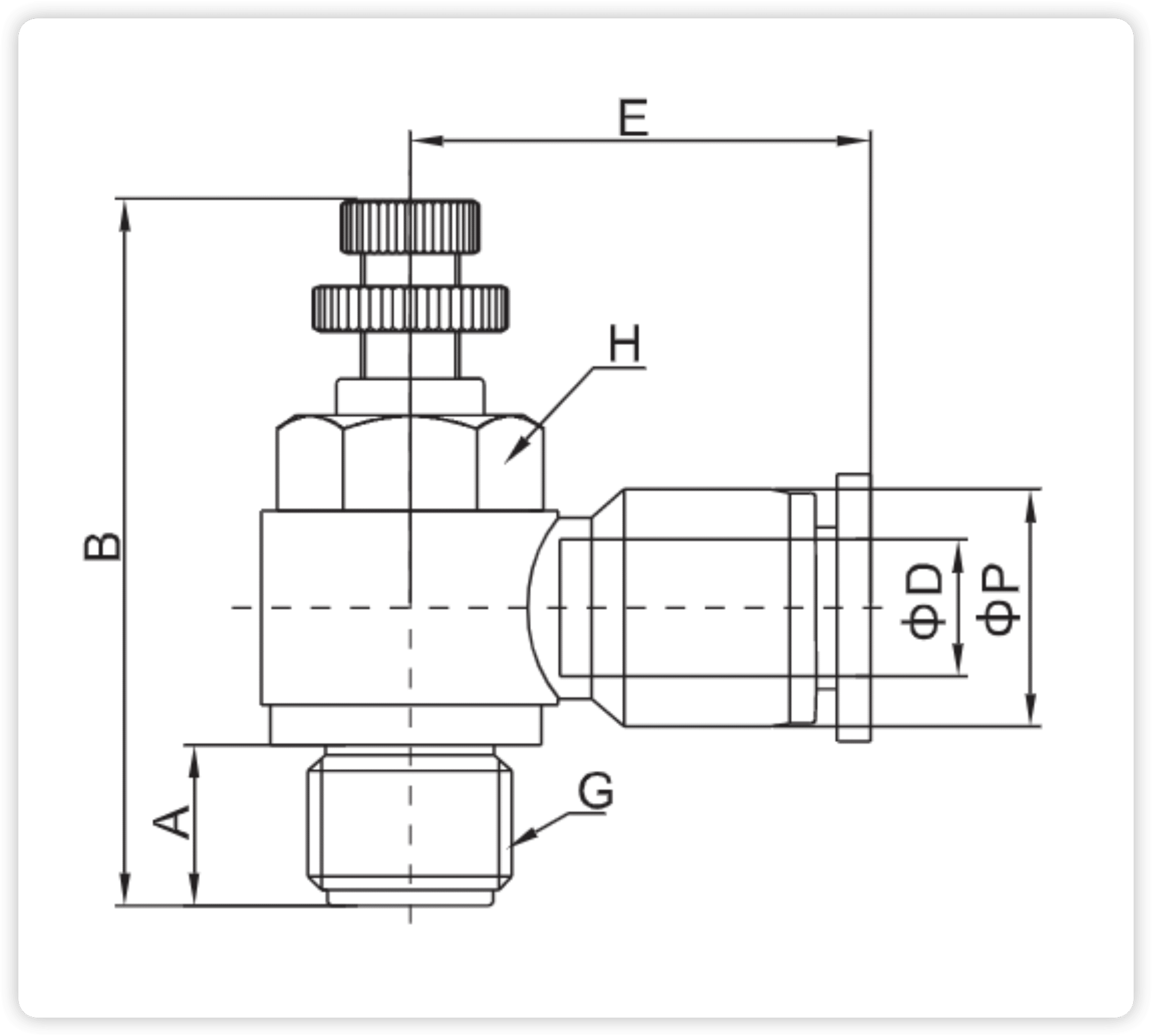 SL Series Pneumatic Speed Controller | Push-in Flow Control Valve dimension reference drawing