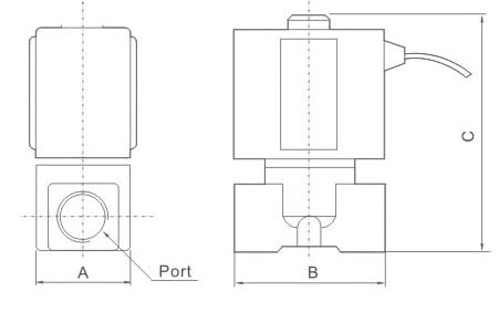 VX Series 2/2 Way General Purpose Solenoid Valve (Normally Closed) dimension reference drawing