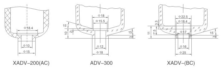 XADV Series Pneumatic Auto Drain Valve water cup drain mounting dimension reference drawing
