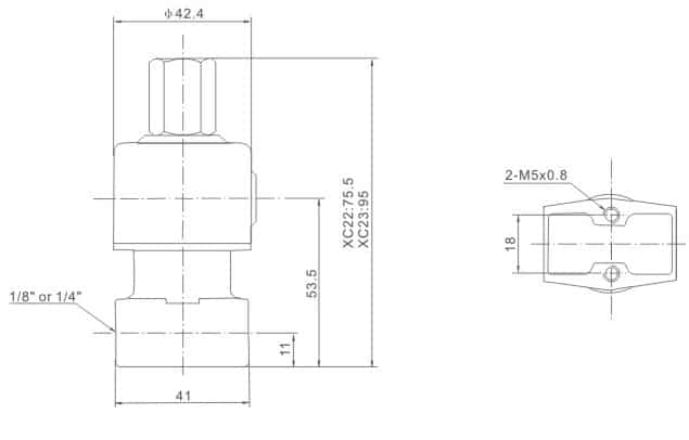 XC22/23 Series General Purpose Pneumatic Solenoid Valves dimension reference drawing