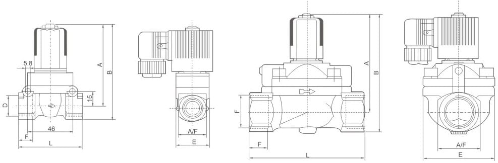 XC5404 mounting dimension reference drawing for XC5404 High Pressure, High temperature Solenoid Valve (2/2 Way NC)