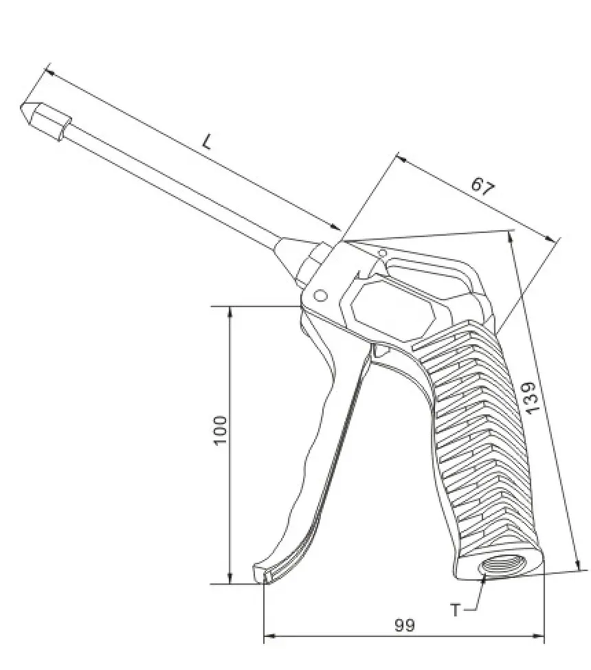 AR-TS Series air blow gun dimension reference drawing